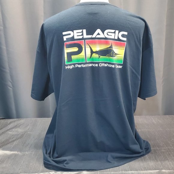 Pelagic Offshore Fishing Gear Men's 2XL Graphic T-Shirt Front Back Print  Tee - Picture 1 of 5